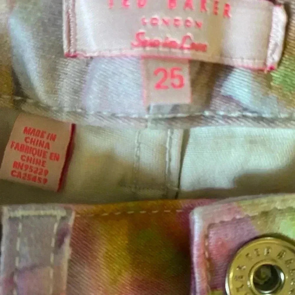 Ted Baker Electric Daydream Floral Multicolor Y2K Retro Skinny Stretch Jeans 25 - Picture 4 of 12